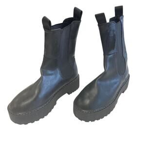 Black leather chelsea boots